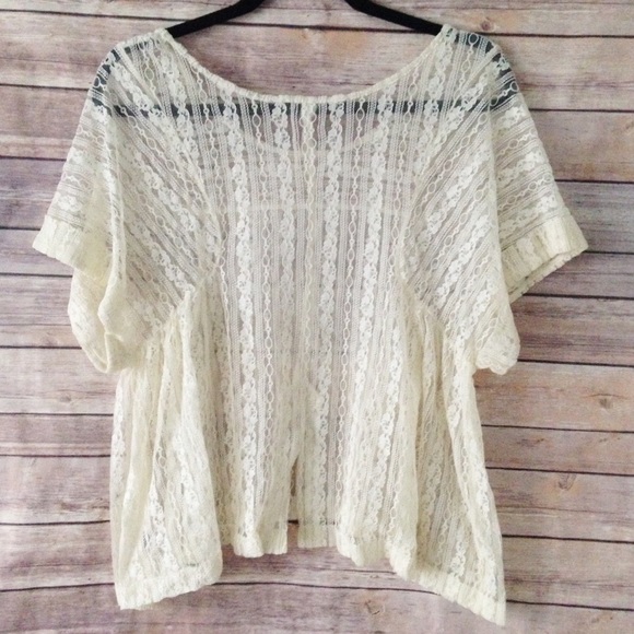 Free People Pullover Sheer Lace Blouse Size Small - Picture 4 of 5